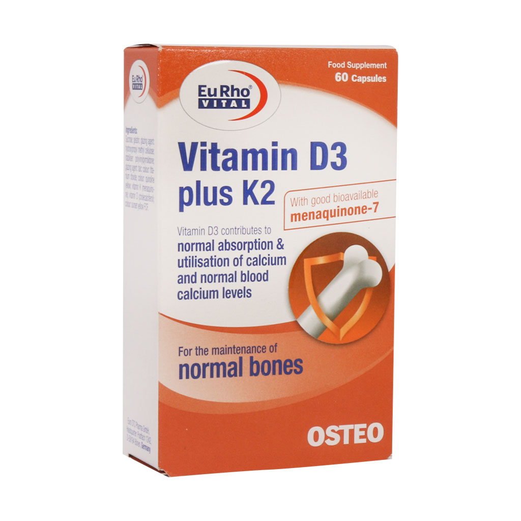 کپسول ویتامین D3 پلاس K2 یوروویتال 60 عددی - Image 2
